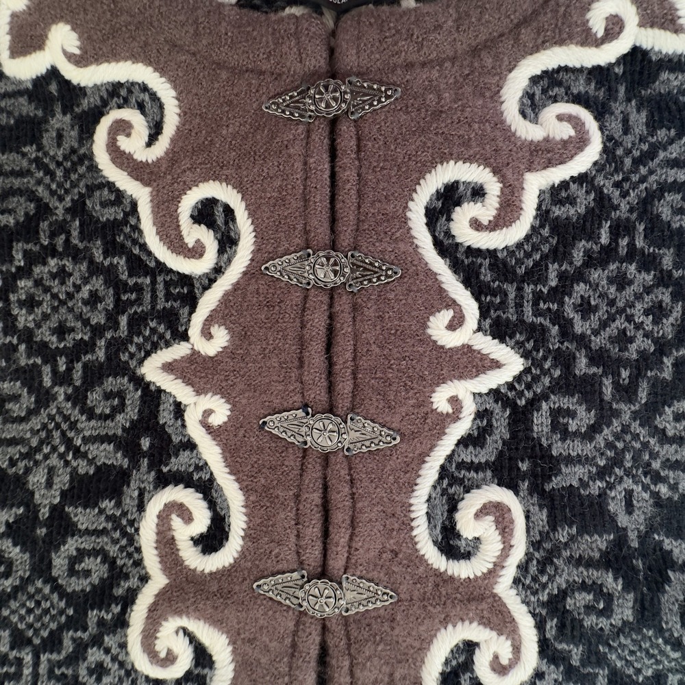 Vintage 80s/90s Vrikke Cardigan Sweater Brown Grey Wool Blend - M - Picture 5 of 7